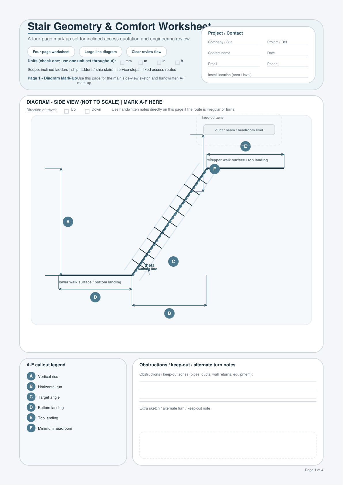 Page 1 preview of stair geometry and comfort worksheet