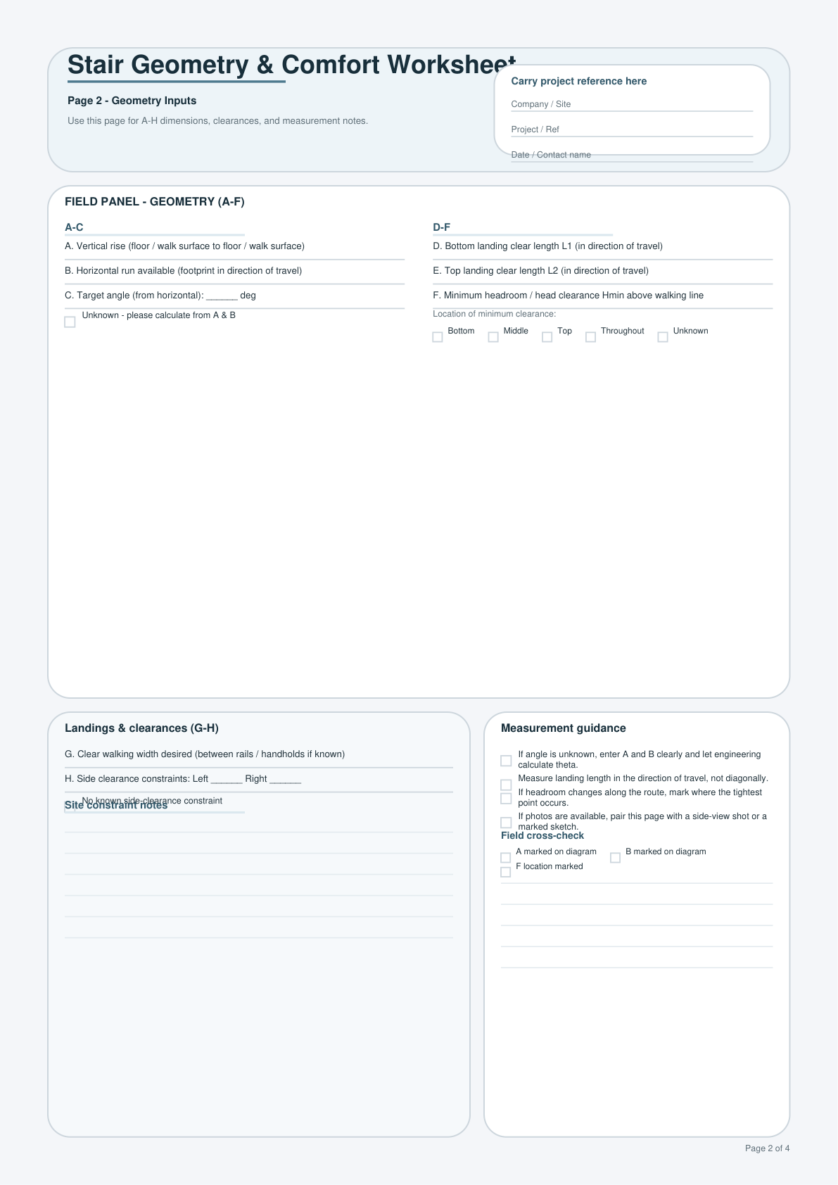 Page 2 preview of stair geometry and comfort worksheet