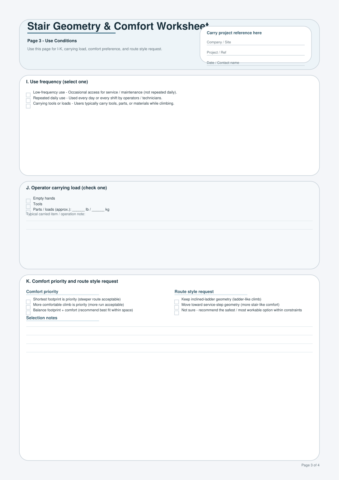 Page 3 preview of stair geometry and comfort worksheet